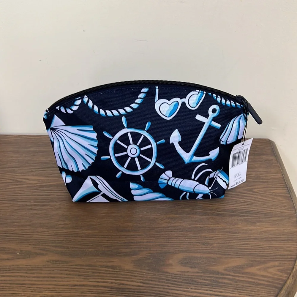 NEW Vera Bradley Lighten Up Grand Travel Cosmetic Bag in Shore Enough Pattern